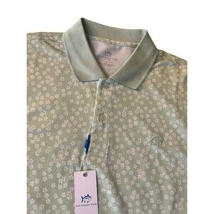 Southern Tide SZ Large Mens SS Performance Shirt Smoke Green Tropical Floral NWT